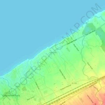 Mappa topografica Fairfield, altitudine, rilievo