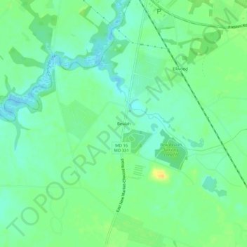 Mappa topografica Beulah, altitudine, rilievo
