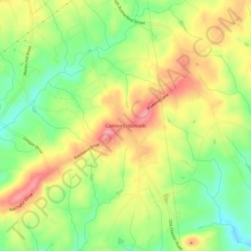 Mappa topografica Cashion Crossroads, altitudine, rilievo