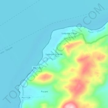 Mappa topografica Luquina Grande, altitudine, rilievo