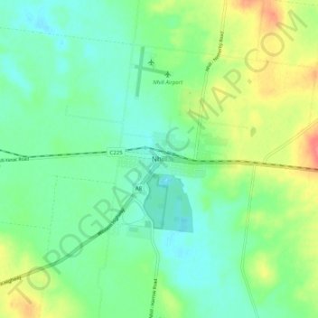 Mappa topografica Nhill, altitudine, rilievo