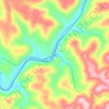 Mappa topografica Thornton, altitudine, rilievo