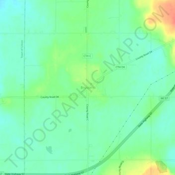 Mappa topografica Brussels, altitudine, rilievo