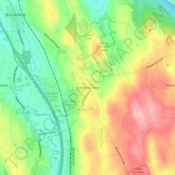 Mappa topografica Brookfield Center, altitudine, rilievo