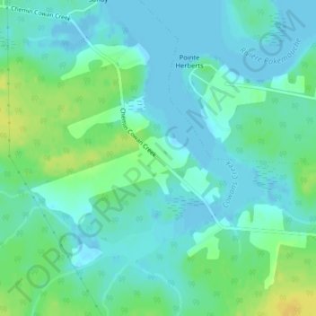 Mappa topografica Cowans Creek, altitudine, rilievo