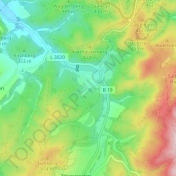 Mappa topografica Wilhelmsthal, altitudine, rilievo