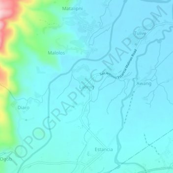 Mappa topografica Labnig, altitudine, rilievo