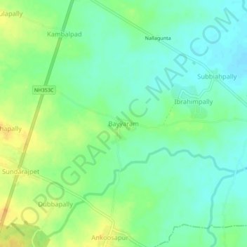 Mappa topografica Bayyaram, altitudine, rilievo