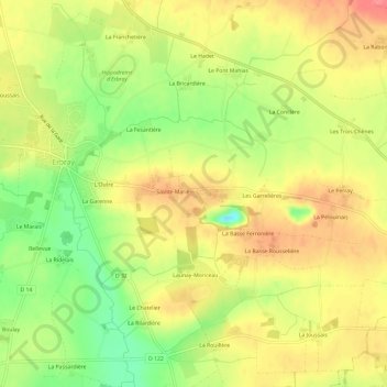 Mappa topografica Le Cormier, altitudine, rilievo