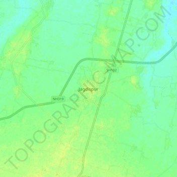 Mappa topografica Jagdispur, altitudine, rilievo