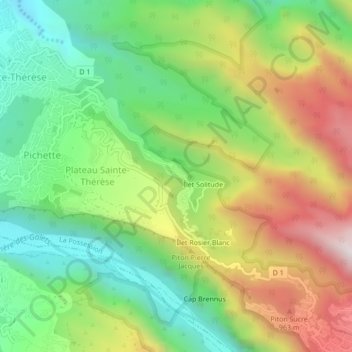 Mappa topografica Îlet Lautret, altitudine, rilievo