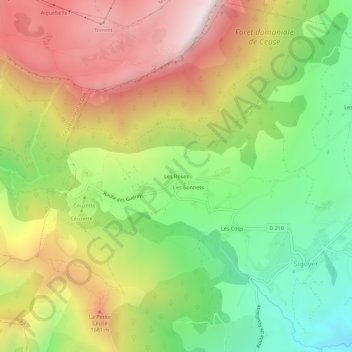 Mappa topografica Les Roses, altitudine, rilievo