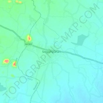 Mappa topografica Singampunari, altitudine, rilievo