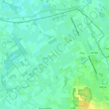 Mappa topografica Noordijkerveld, altitudine, rilievo