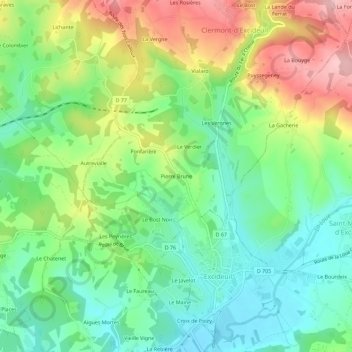 Mappa topografica Pierre Brune, altitudine, rilievo