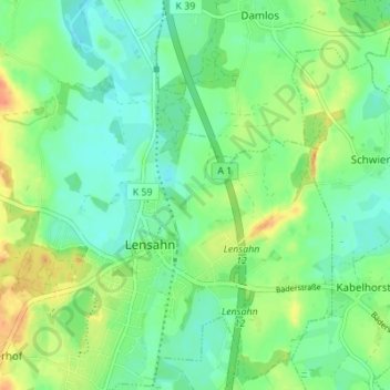 Mappa topografica Brunskrug, altitudine, rilievo