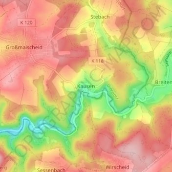 Mappa topografica Kausen, altitudine, rilievo