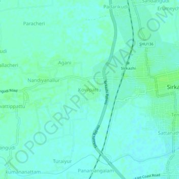 Mappa topografica Kovilpattu, altitudine, rilievo