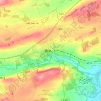 Mappa topografica Brechin, altitudine, rilievo