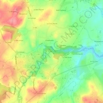 Mappa topografica La Perche, altitudine, rilievo