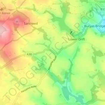Mappa topografica Catchall, altitudine, rilievo