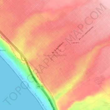 Mappa topografica Nuevo Ayacucho, altitudine, rilievo