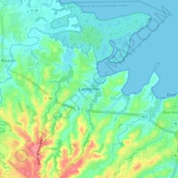 Mappa topografica Lamentin, altitudine, rilievo
