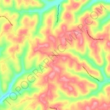 Mappa topografica Gilmore, altitudine, rilievo