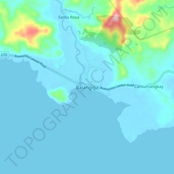 Mappa topografica Balangiga, altitudine, rilievo