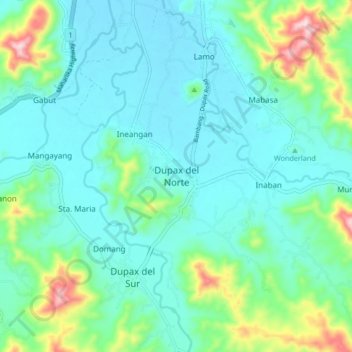 Mappa topografica Dupax del Norte, altitudine, rilievo