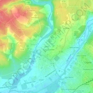 Mappa topografica Luprie, altitudine, rilievo