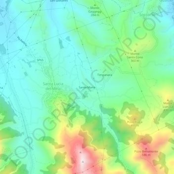 Mappa topografica Santa Maria, altitudine, rilievo