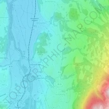 Mappa topografica Hinang, altitudine, rilievo