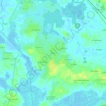Mappa topografica Treffier, altitudine, rilievo