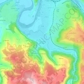Mappa topografica Saint-Julien d'Empare, altitudine, rilievo