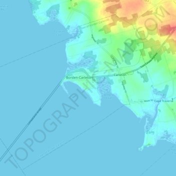 Mappa topografica Borden, altitudine, rilievo