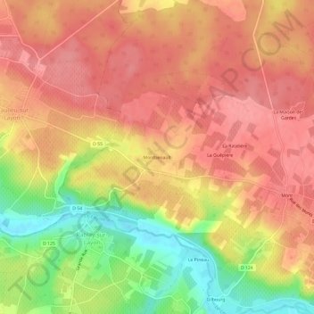 Mappa topografica Montbenault, altitudine, rilievo