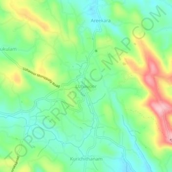 Mappa topografica Uzhavoor, altitudine, rilievo