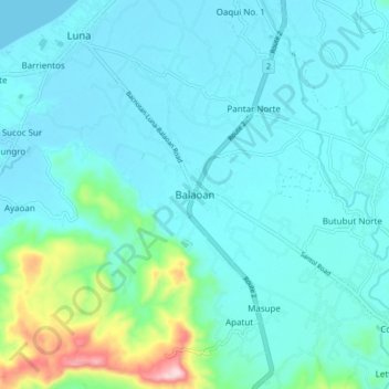 Mappa topografica Balaoan, altitudine, rilievo