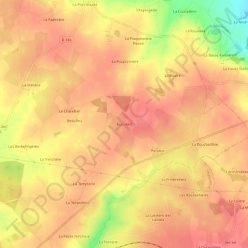 Mappa topografica Bois-Vert, altitudine, rilievo