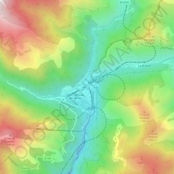 Mappa topografica Saint-Dalmas-de-Tende, altitudine, rilievo
