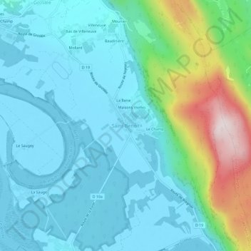 Mappa topografica Saint-Benoît, altitudine, rilievo