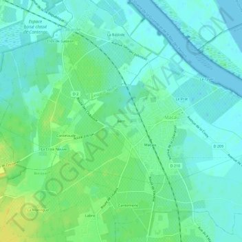 Mappa topografica Bern, altitudine, rilievo