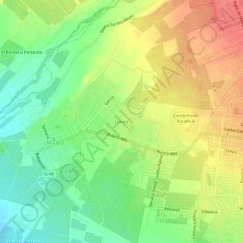 Mappa topografica Loreto, altitudine, rilievo