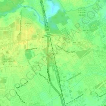 Mappa topografica Westfield, altitudine, rilievo