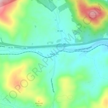 Mappa topografica Markham, altitudine, rilievo