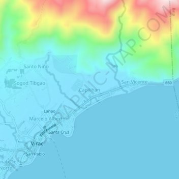 Mappa topografica Capilihan, altitudine, rilievo