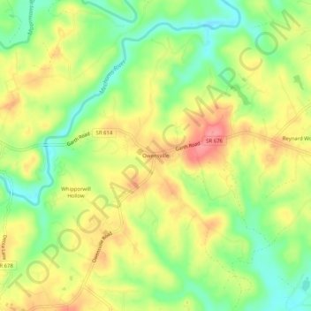Mappa topografica Owensville, altitudine, rilievo