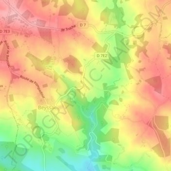 Mappa topografica La Mazelle, altitudine, rilievo