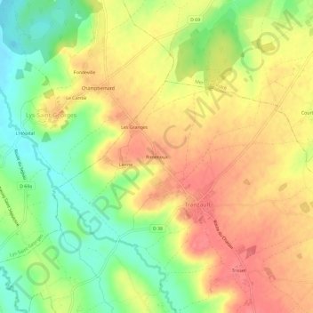 Mappa topografica Rimenoux, altitudine, rilievo